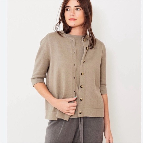 Lauren Manoogian Pima cotton baby alpaca cardigan in jute NWT - Picture 1 of 8